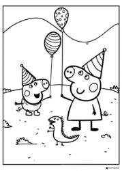 Peppa Pig Coloring Page George Peppa and dinosaur party
