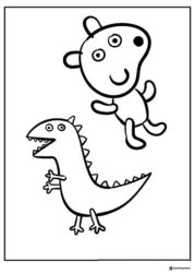 Peppa Pig Coloring Page George and dinosaur