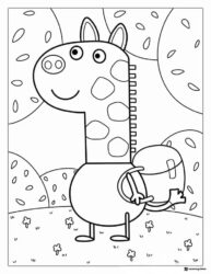 Peppa Pig Coloring Page Gerald Giraffe with backpack