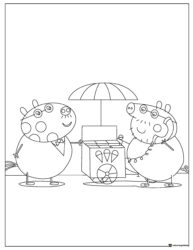 Peppa Pig Coloring Page Grandpa Dogs ice cream stall