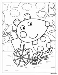 Peppa Pig Coloring Page Mandy Mouse in wheelchair