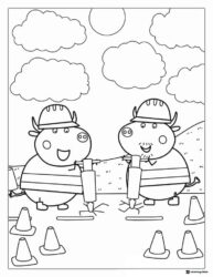 Peppa Pig Coloring Page Mr. Bull working on road