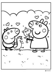 Peppa Pig Coloring Page Mummy Pig George and toy