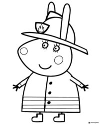 Peppa Pig Coloring Page Mummy Pig as a firefighter