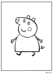 Peppa Pig Coloring Page Mummy Pig walking and smiling