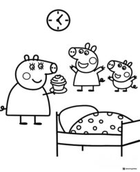Peppa Pig Coloring Page Mummy Pig with cupcake