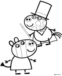 Peppa Pig Coloring Page Pedro Pony and Suzy Sheep playing