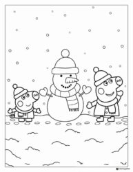 Peppa Pig Coloring Page Peppa George and snowman