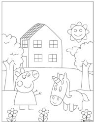 Peppa Pig Coloring Page Peppa Pig and a unicorn