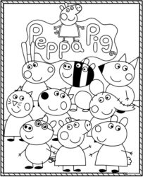 Peppa Pig Coloring Page Peppa Pig and all her friends