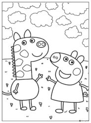 Peppa Pig Coloring Page Peppa Pig and friend the giraffe