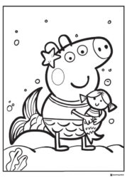 Peppa Pig Coloring Page Peppa Pig as a mermaid
