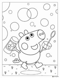 Peppa Pig Coloring Page Peppa Pig blowing bubbles