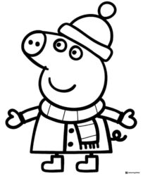 Peppa Pig Coloring Page Peppa Pig dressed for winter