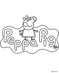 Peppa Pig Coloring Page Peppa Pig logo with Peppa