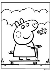 Peppa Pig Coloring Page Peppa Pig on a scooter