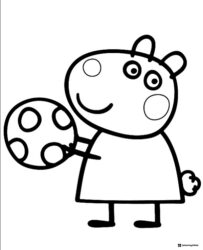 Peppa Pig Coloring Page Peppa Pig playing with a spotted ball