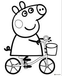 Peppa Pig Coloring Page Peppa Pig riding a bicycle