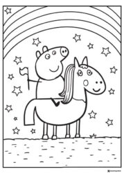 Peppa Pig Coloring Page Peppa Pig riding a unicorn