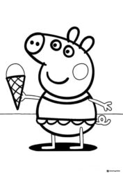 Peppa Pig Coloring Page Peppa Pig with ice cream
