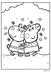 Peppa Pig Coloring Page Peppa and George hugging