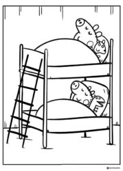 Peppa Pig Coloring Page Peppa and George in bunk beds