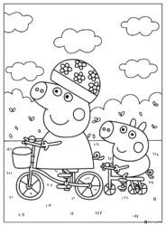 Peppa Pig Coloring Page Peppa and George riding bikes