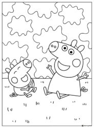 Peppa Pig Coloring Page Peppa and George sitting