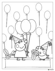 Peppa Pig Coloring Page Peppa and George with balloons