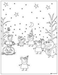 Peppa Pig Coloring Page Peppa and friends Halloween party
