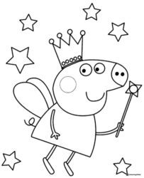 Peppa Pig Coloring Page Peppa as a fairy princess with wand