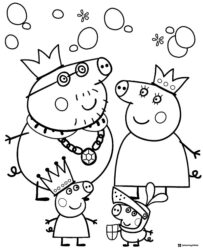 Peppa Pig Coloring Page Peppa family dressed as royal characters