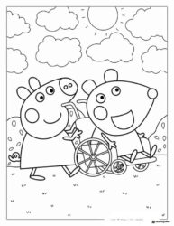 Peppa Pig Coloring Page Peppa helping a mouse friend