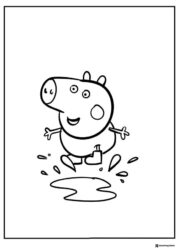 Peppa Pig Coloring Page Peppa jumping in a puddle