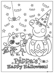 Peppa Pig Coloring Page Peppas Happy Halloween scene