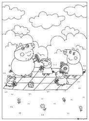 Peppa Pig Coloring Page Peppas family having a picnic