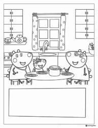 Peppa Pig Coloring Page Peppas family having dinner