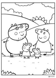 Peppa Pig Coloring Page Peppas family in a landscape