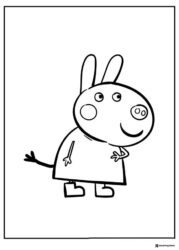 Peppa Pig Coloring Page Rebecca Rabbit standing and smiling