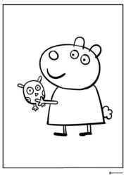 Peppa Pig Coloring Page Suzy Sheep holding an owl toy