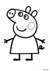Peppa Pig Coloring Sheet A standing Peppa Pig smiling