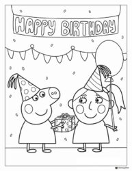 Peppa Pig Coloring Sheet Birthday celebration with Peppa and friend