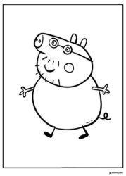 Peppa Pig Coloring Sheet Daddy Pig wearing glasses and smiling