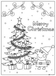 Peppa Pig Coloring Sheet Merry Christmas with Peppa and tree