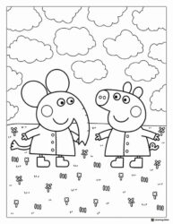 Peppa Pig Coloring Sheet Peppa and Emily Elephant in a field