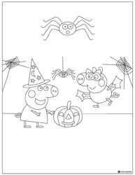 Peppa Pig Coloring Sheet Peppa and George in Halloween costumes