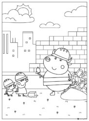 Peppa Pig Coloring Sheet Peppa and friends building a house