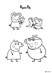 Peppa Pig Coloring Sheet Peppas family and toys