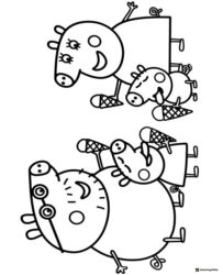 Peppa Pig Coloring Sheet Peppas family eating ice cream