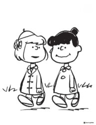 Peppermint Patty and Marcie walking together Coloring Page